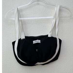 Mônot Black White Contrast Bustier Bra Crop Top Women’s Size 6